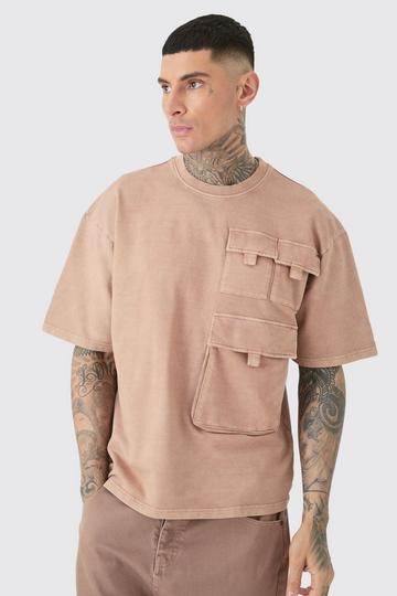 Tall Washed Utility Pocket T-shirt chocolate