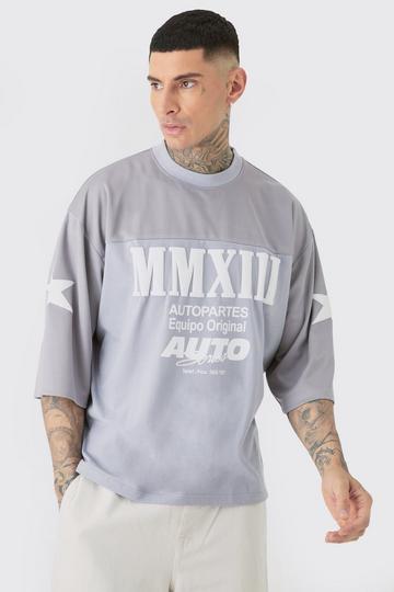 Grey Tall Oversized Boxy Half Sleeve Moto T-Shirt