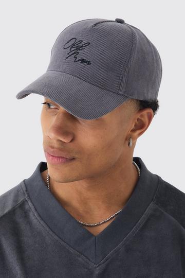 Grey Cord Ofcl Man Embroidered Cap In Grey