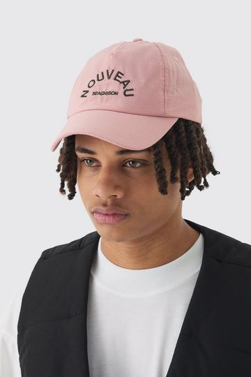 Pink Ripstop Embroidered Graphic Cap In Pink