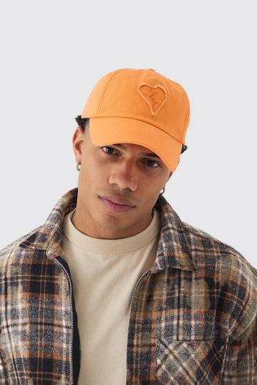 Self Fabric Heart Applique Trucker Cap In Orange orange