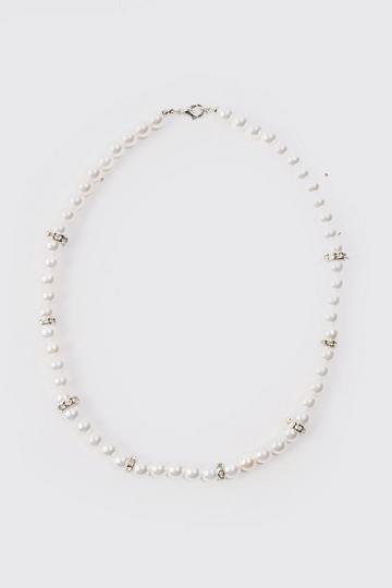 Iced Pearl Necklace In Silver silver