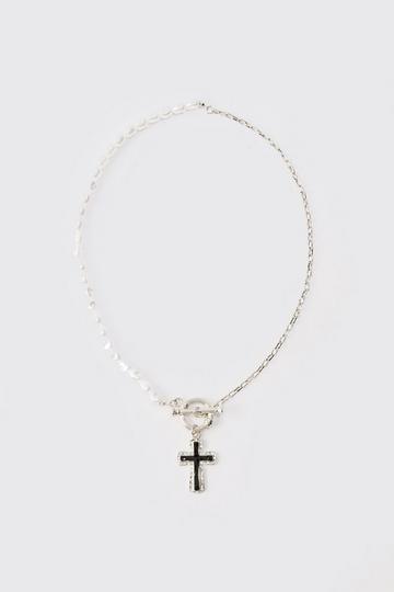 Pearl Cross Pendant Necklace In Silver silver