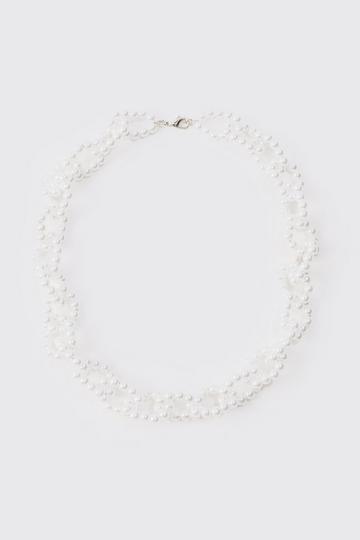 Pearl Chain Necklace In White white