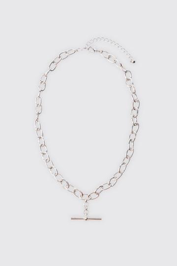 Silver T Bar Chain Necklace In Silver
