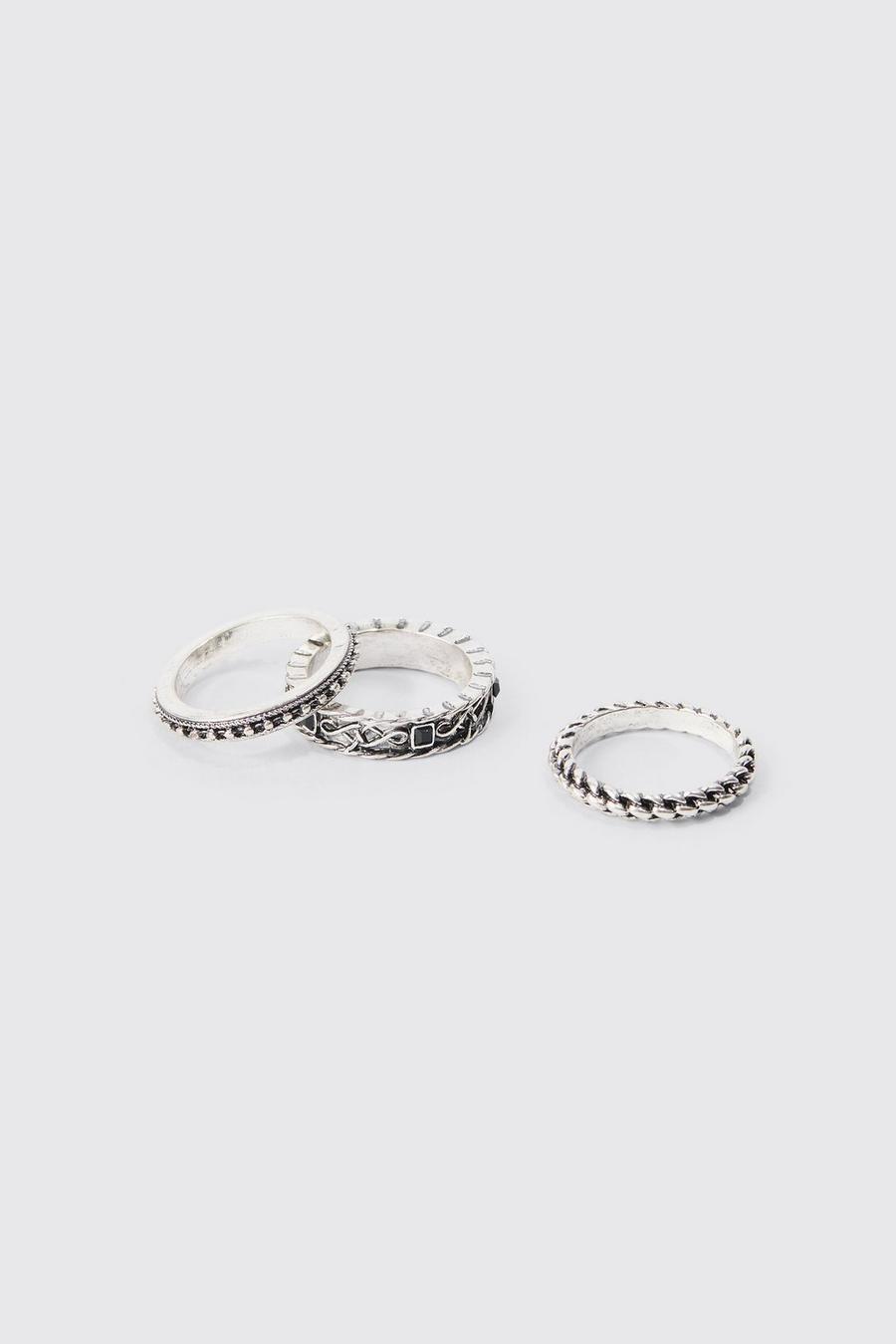 3 Pack Stacked Rings In Silver image number 1
