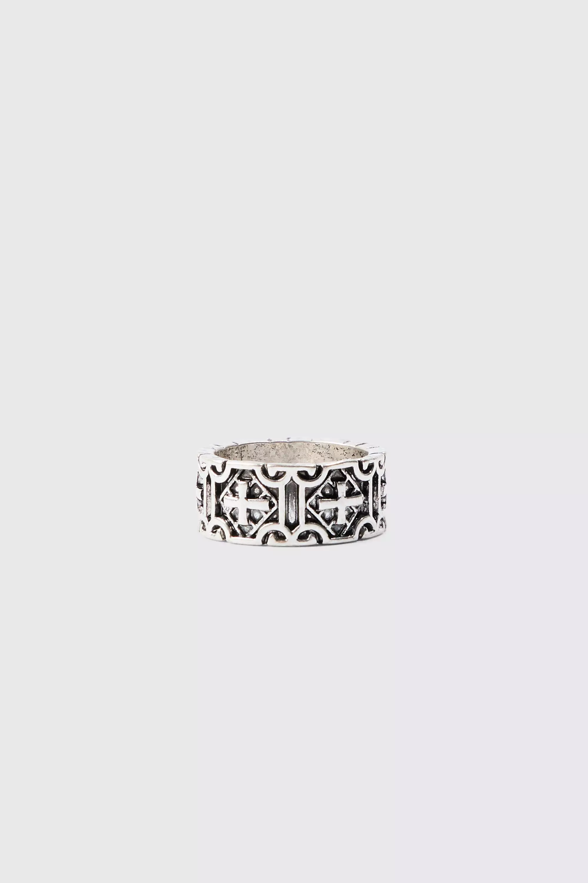 Cross Embossed Ring In Silver alternative image