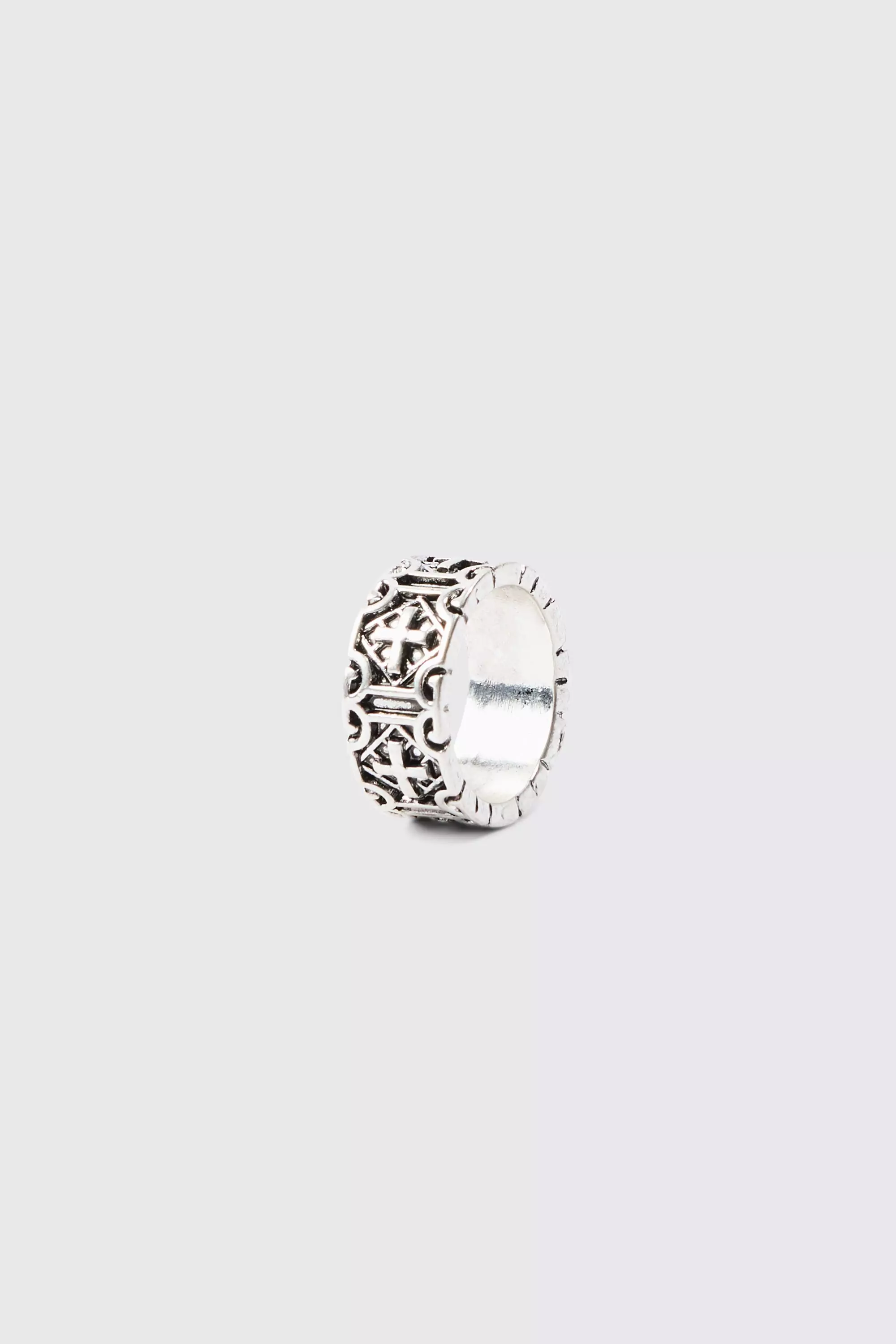 Cross Embossed Ring In Silver alternative image