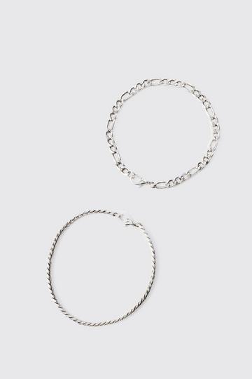 2 Pack Chain Bracelets In Silver silver