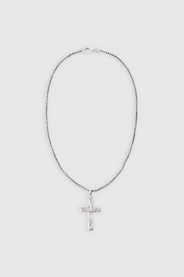 220mm Cross Pendant Chain Necklace In Silver silver