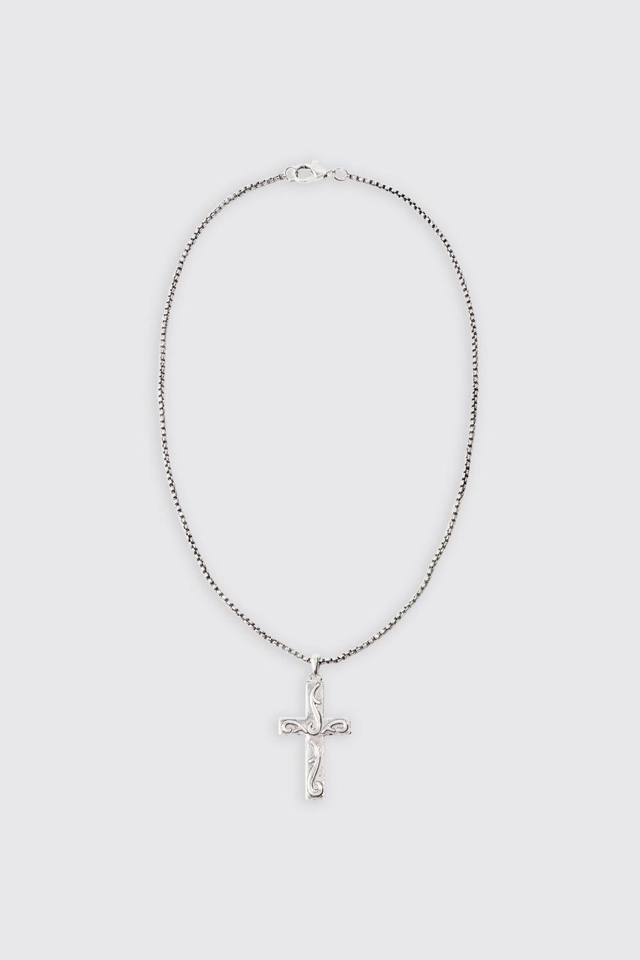 220mm Cross Pendant Chain Necklace In Silver image number 1