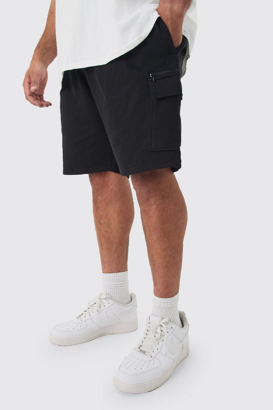 Black Plus Relaxed Fit Zip Pocket Jersey Short image number 1