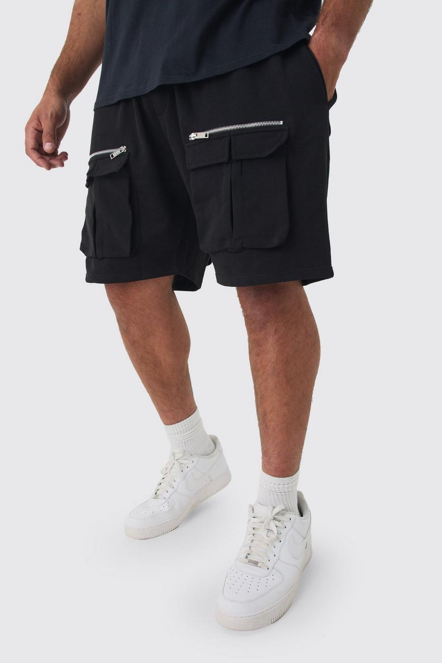 Black Plus Relaxed Fit Utility Jersey Short image number 1