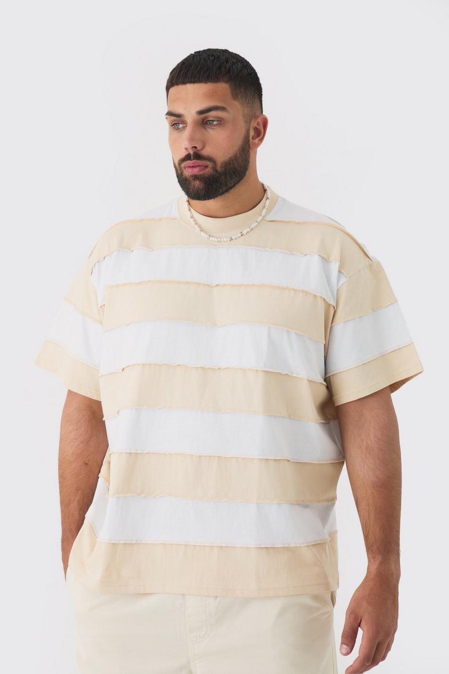 Stone Plus Oversized Stripe Raw Seam T-shirt image number 1