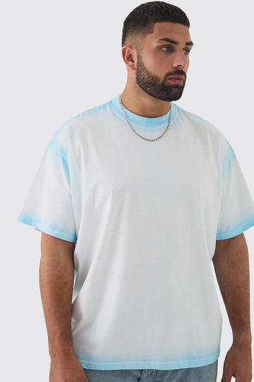 White Plus Oversized Extended Neck Spray Wash T-shirt