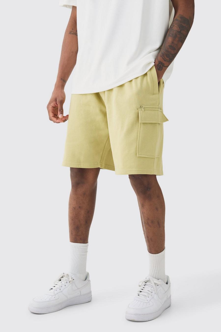 Light khaki Tall Relaxed Fit Zip Pocket Jersey Short