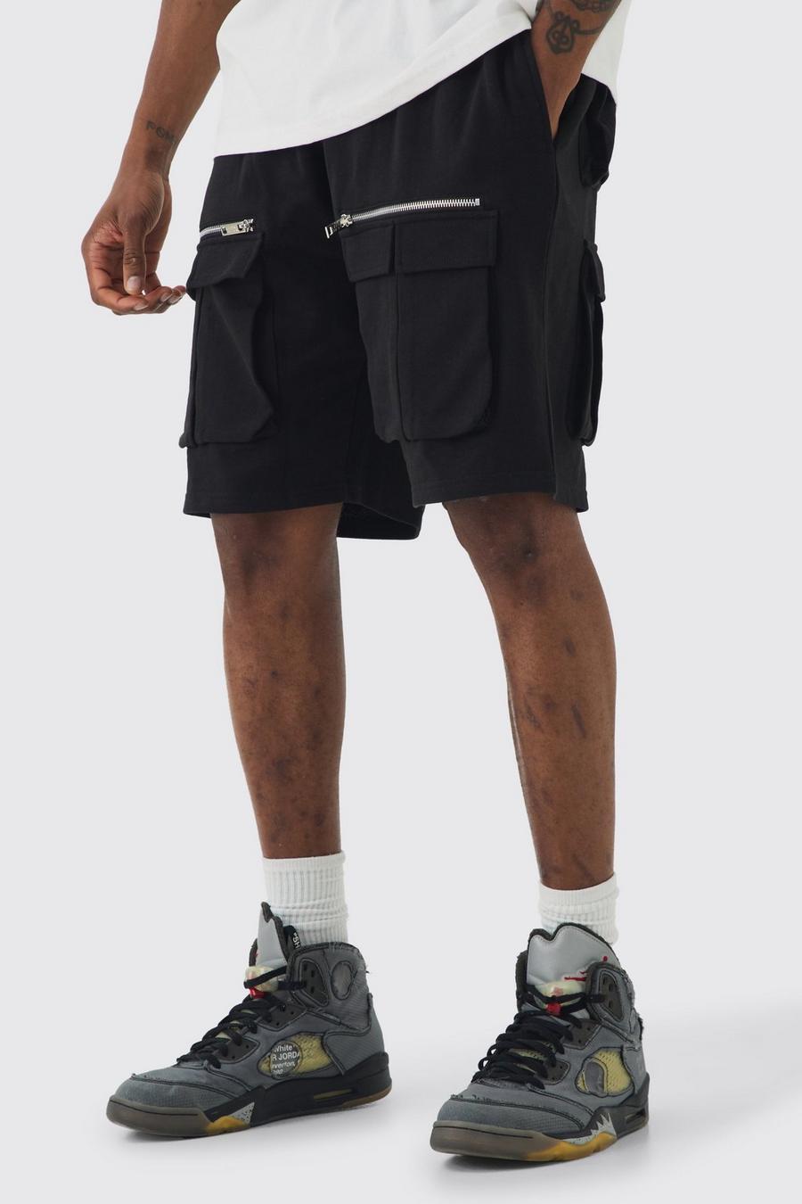 Black Tall Relaxed Fit Utility Jersey Short image number 1