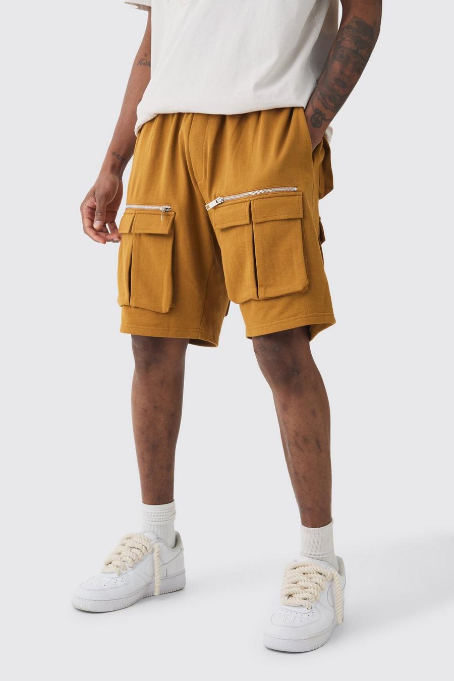 Brown Tall Relaxed Fit Utility Jersey Short image number 1