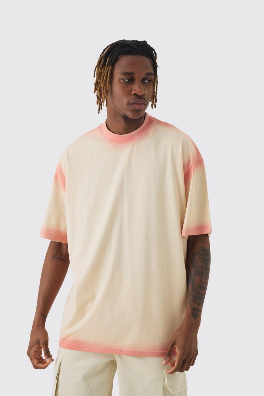 Stone Tall Oversized Extended Neck Spray Wash T-shirt