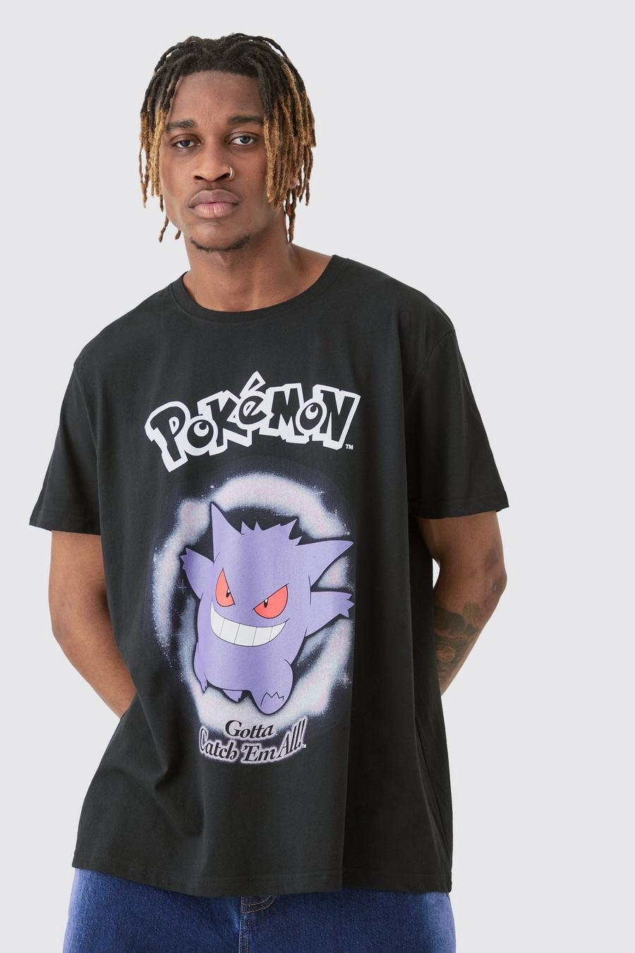 T-shirt Tall nera ufficiale con stampa Pokemon Gengar, Black