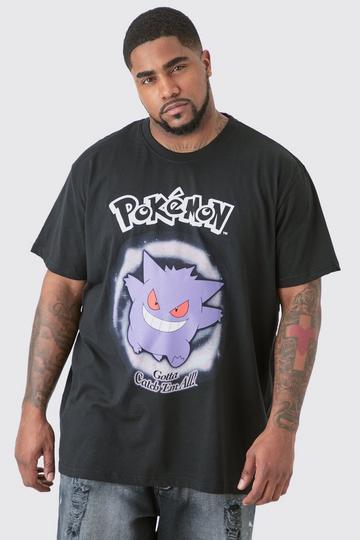 Plus Pokemon Gengar Printed Licensed T-shirt In Black black