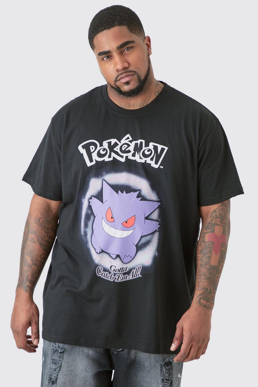 Plus schwarzes T-Shirt mit lizenziertem Pokemon Gengar Print, Black