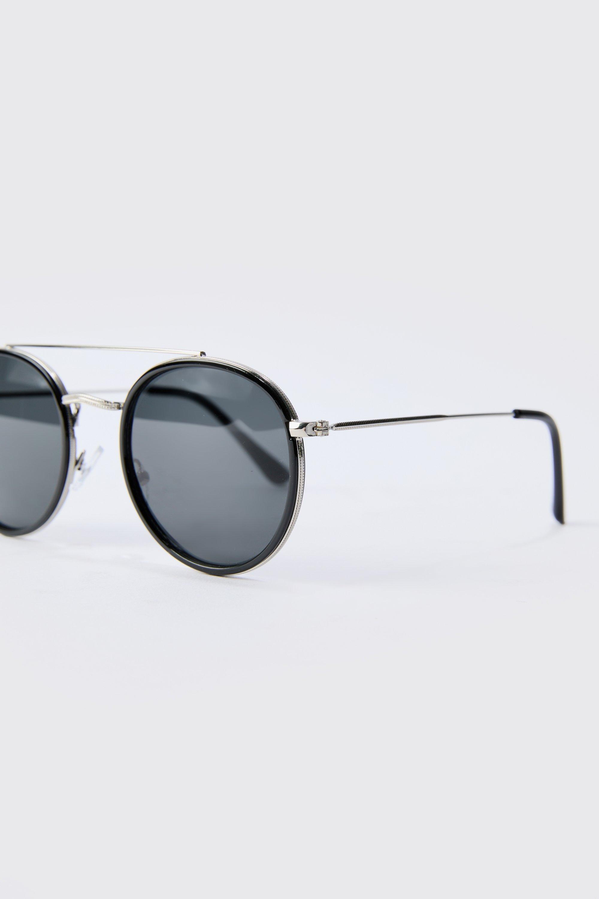 Round Aviator Sunglasses In Black