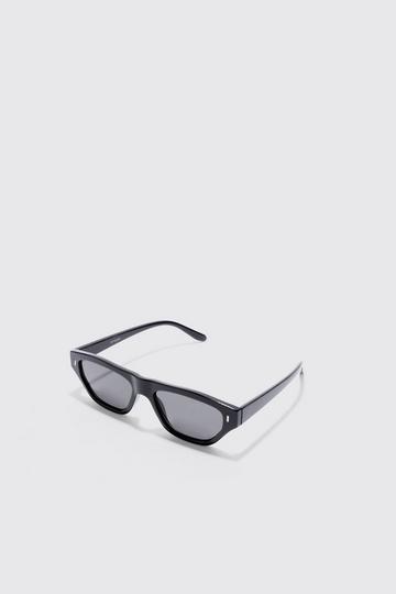 Black Plastic Chunky Frame Sunglasses In Black