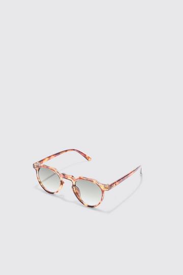 Brown Round Tortoise Shell Retro Sunglasses In Brown