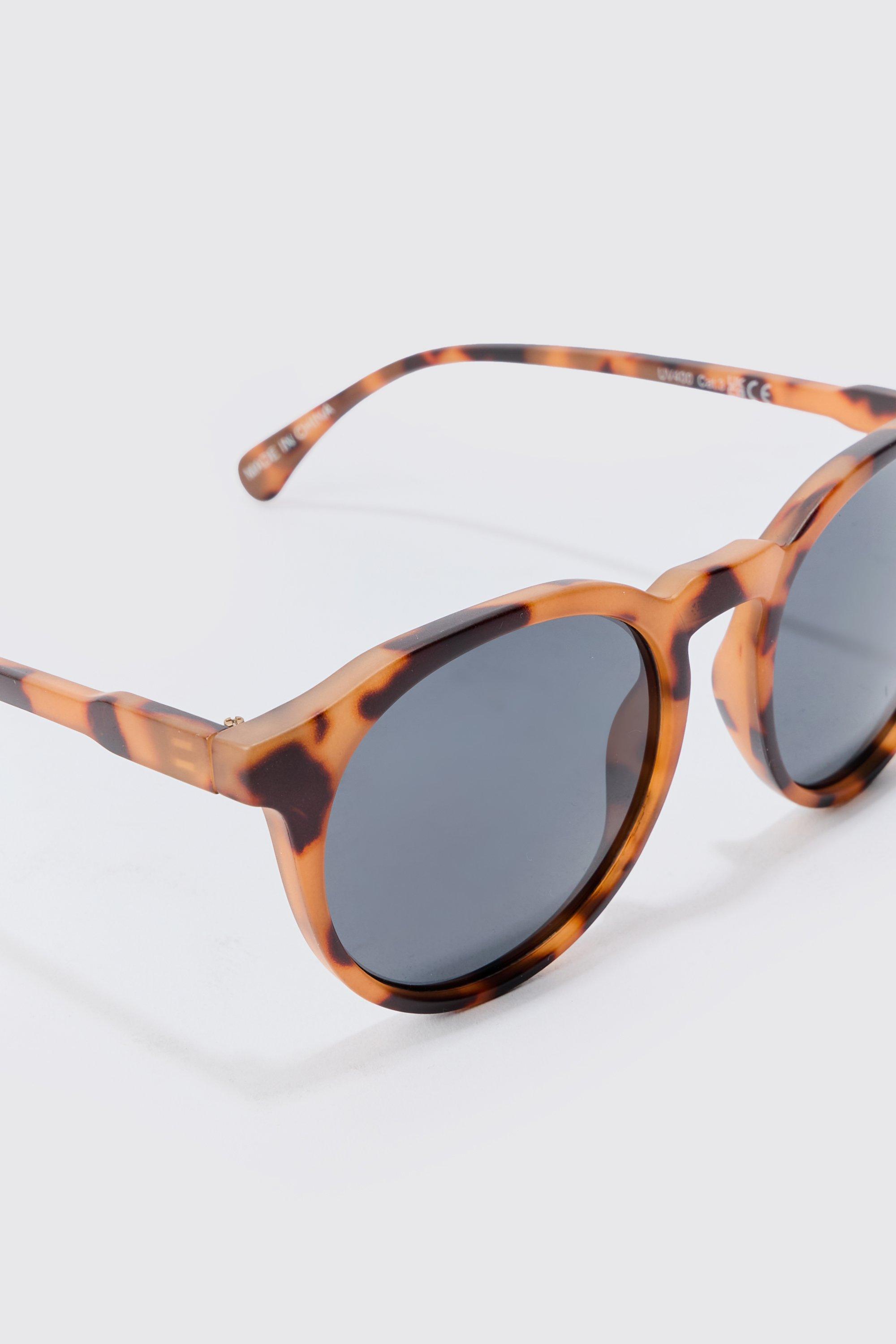 Round Tortoise Shell Retro Sunglasses In Brown