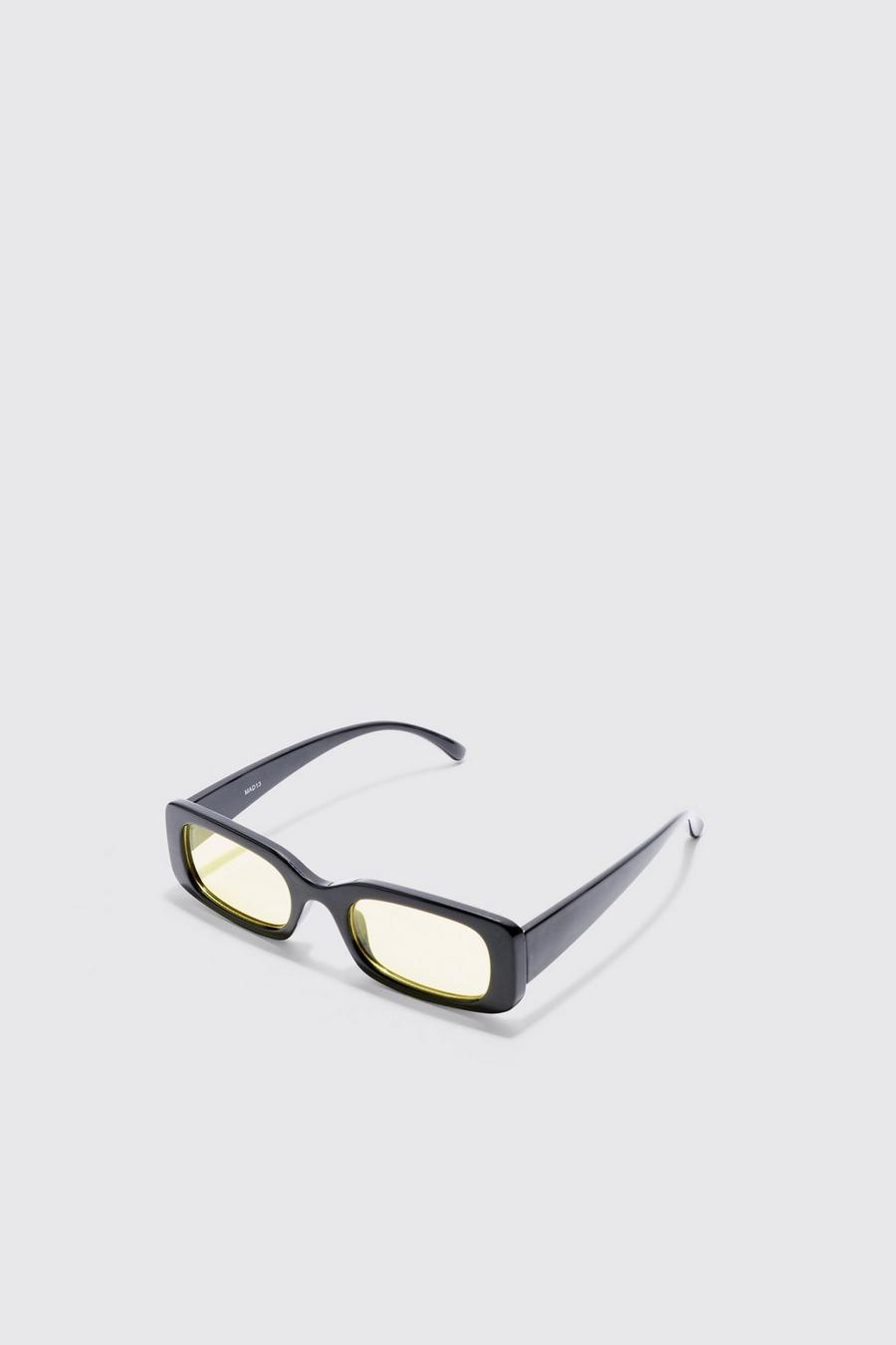 Black Rektangulära solglasögon med svarta glas