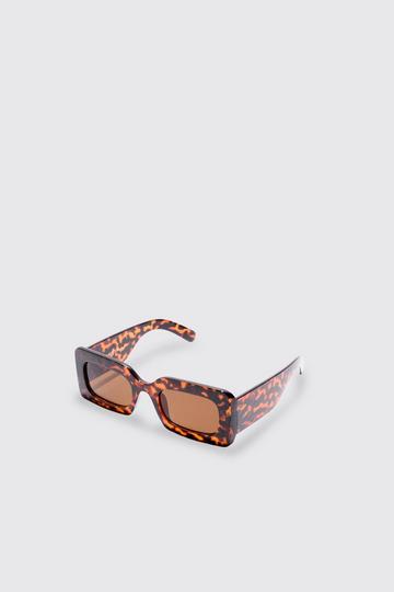 Rectangular Tortoise Shell Sunglasses In Brown brown