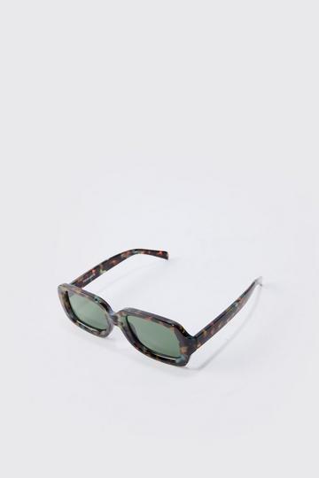 Rectangular Contrast Lens Sunglasses In Green green