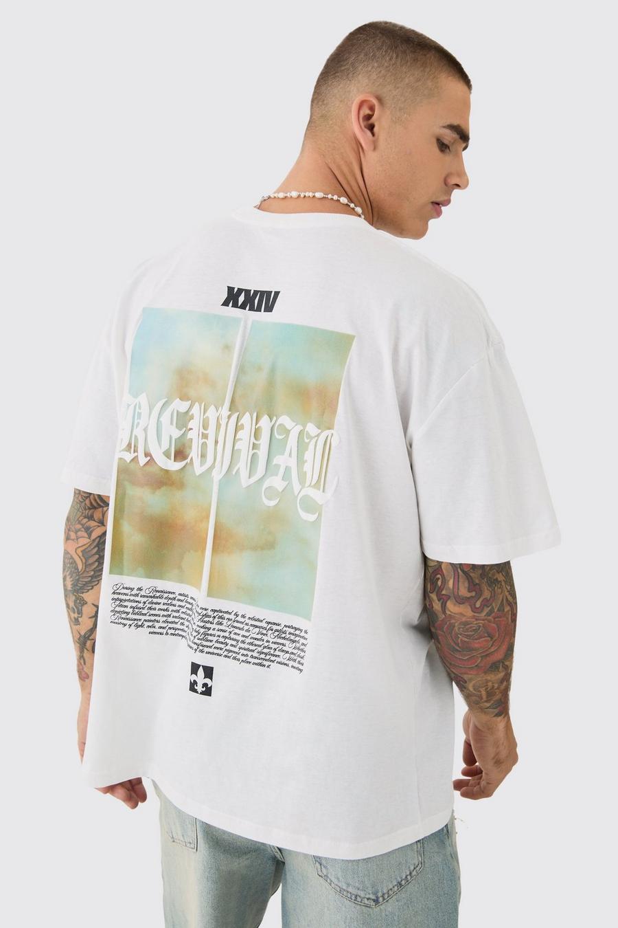 White Oversized Revival Puff Print T-shirt image number 1