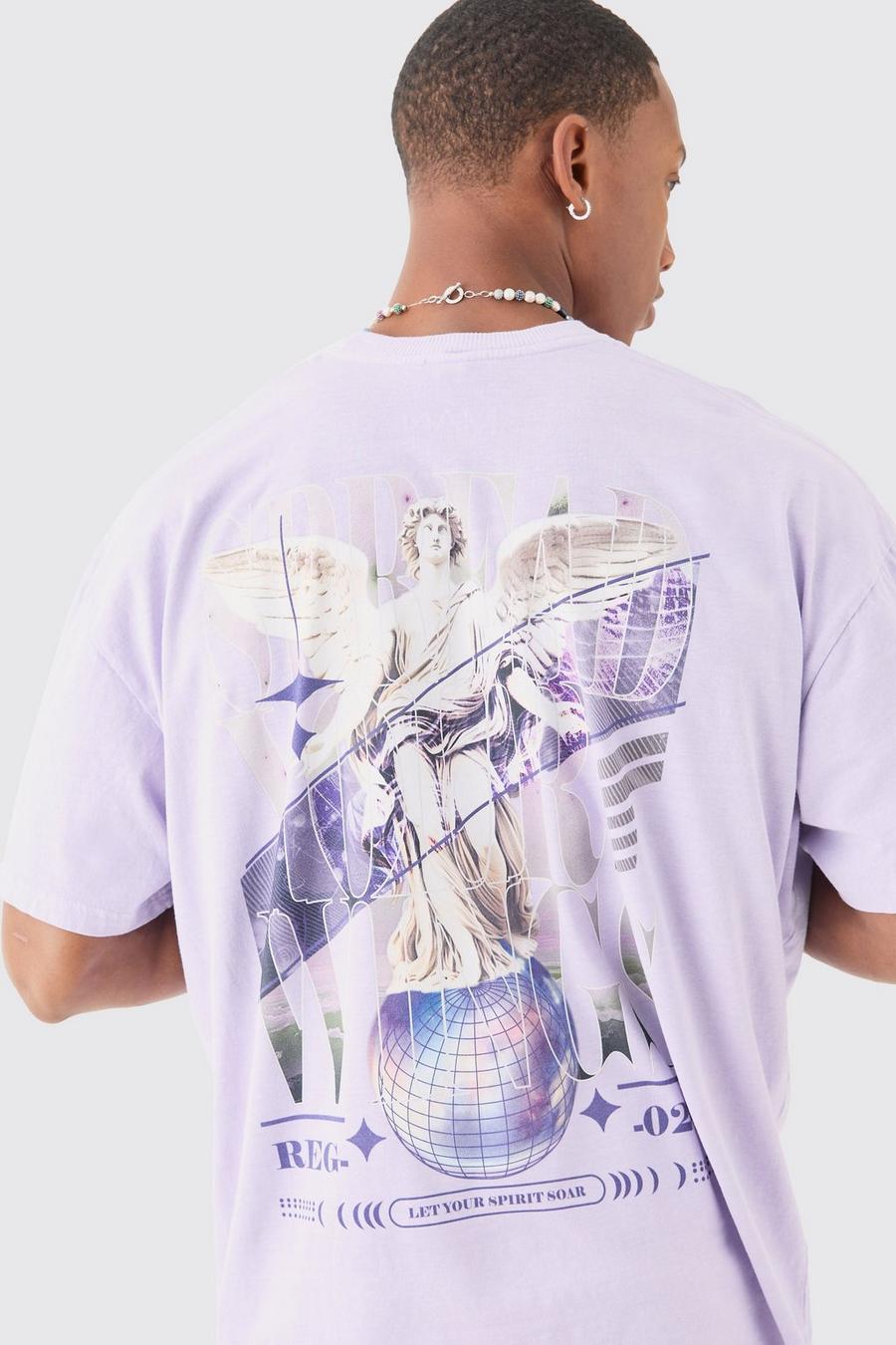 Lilac Oversized Boxy Disco Renaissance Wash Print T-shirt image number 1