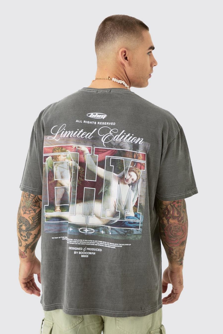 Charcoal Oversized Bhm Renaissance T-Shirt Met Print image number 1