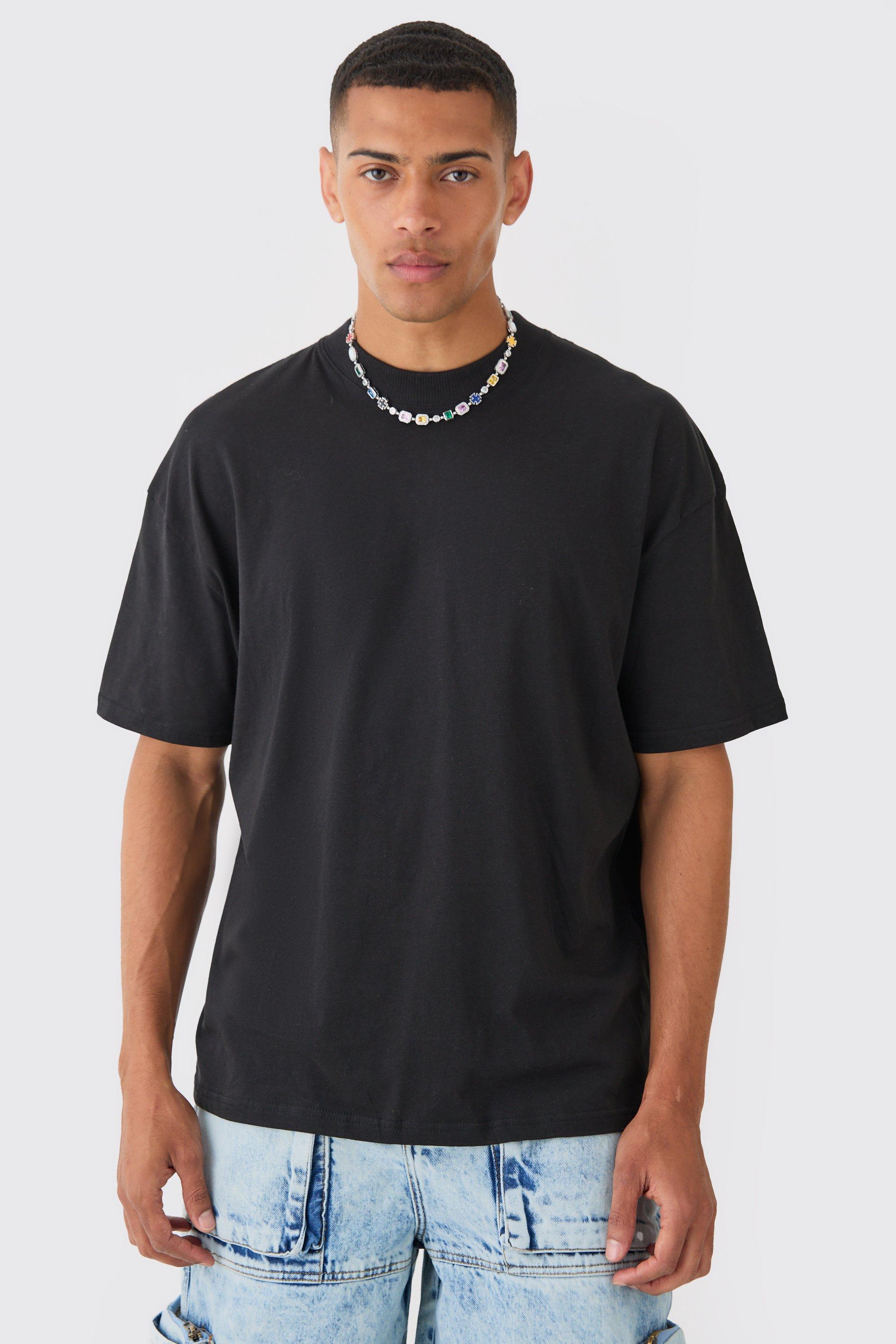 Oversized Extended Neck Greek Landscape Back Print T-shirt