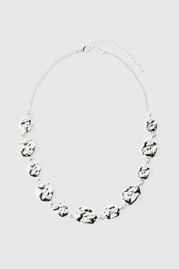 Molten Effect Chunky Necklace In Silver silver