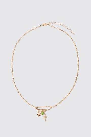 Mixed Pendant Loop Chain Necklace In Gold gold