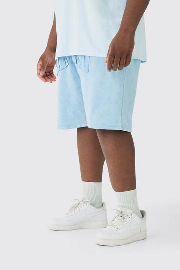 Plus Oversized Limited Applique Washed Jersey Shorts light blue