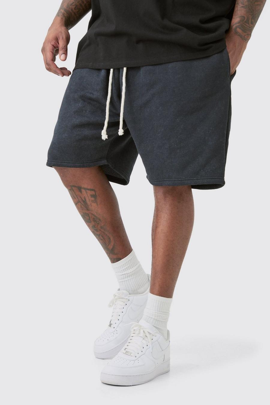 Black Plus Relaxed Washed Jersey Shorts image number 1