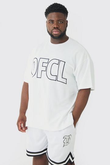 Plus Oversized OFCL Embroidered T-shirt white