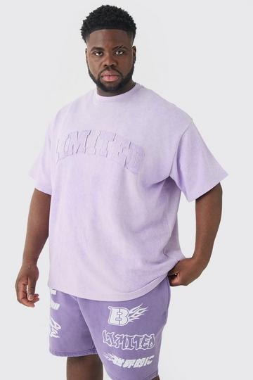 Plus Oversized Limited Applique Washed T-shirt lilac