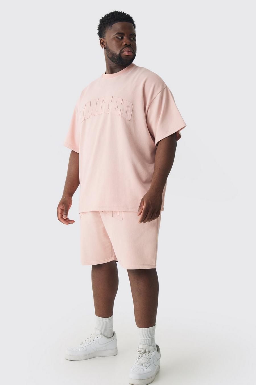 Pink Plus Oversized Limited Applique Washed T-shirt & Short Set