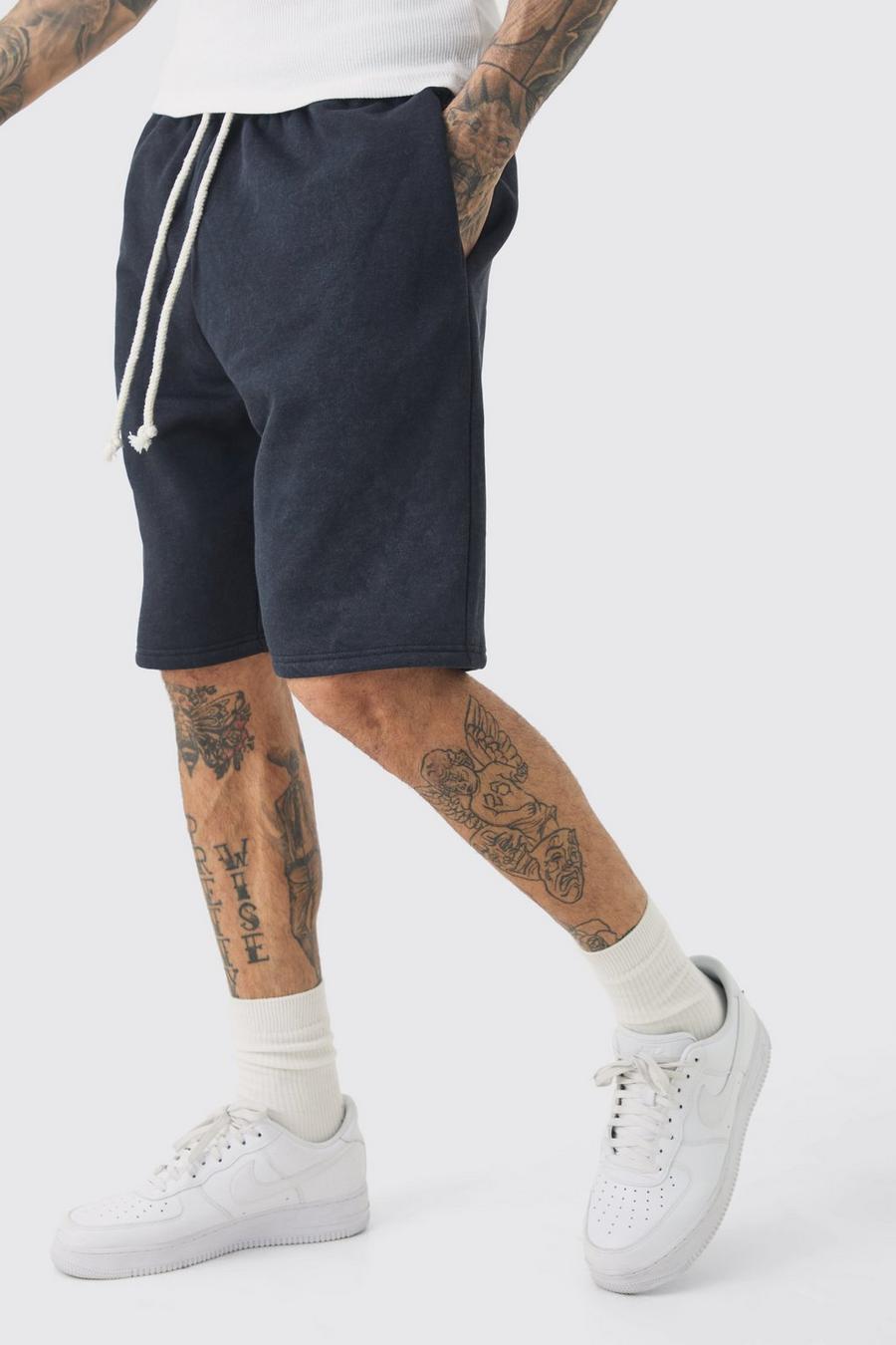Black Tall Relaxed Washed Jersey Shorts image number 1