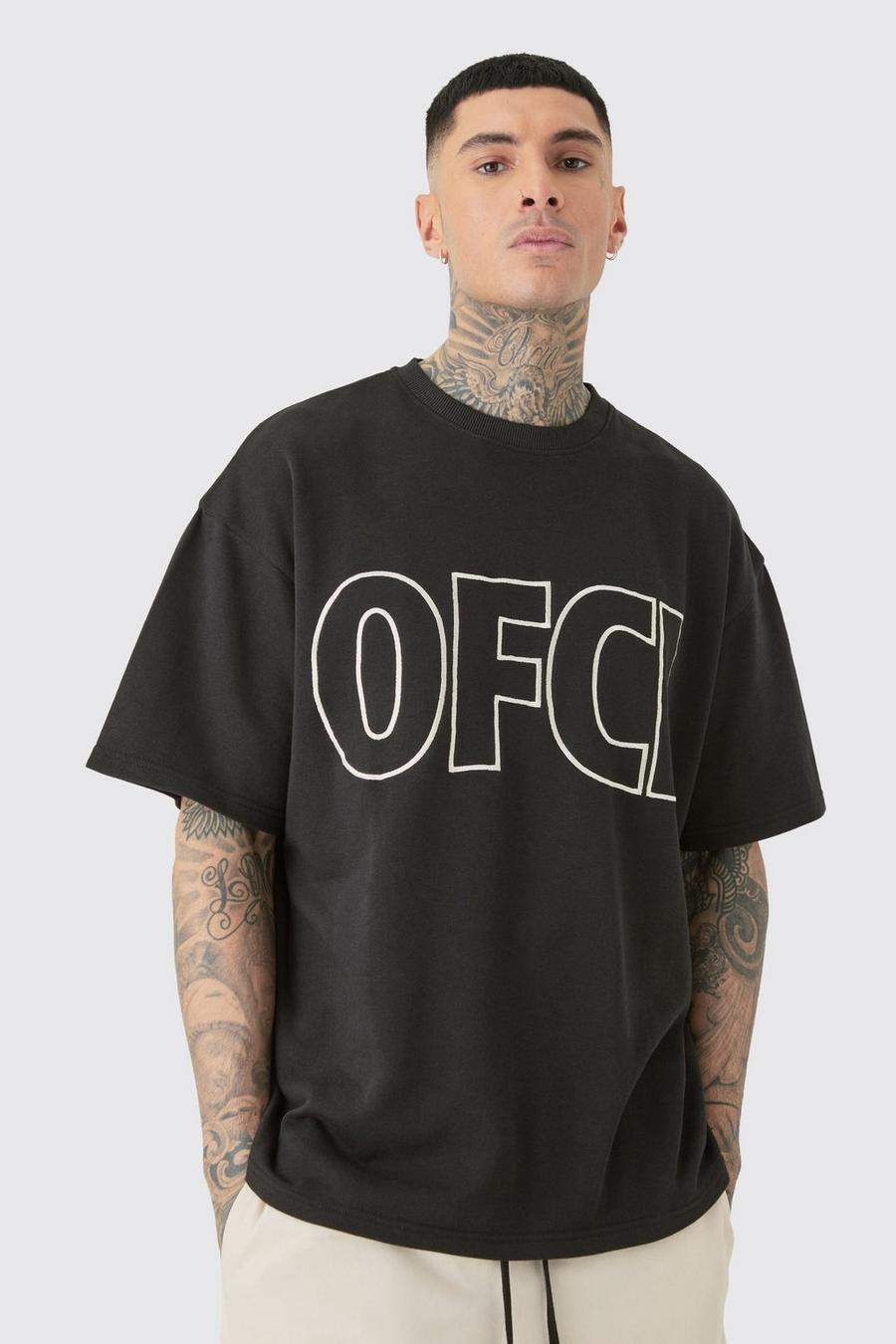 Black Tall Oversized OFCL Applique T-shirt