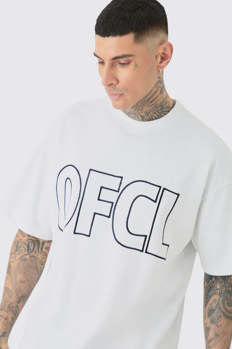 White Tall Oversized OFCL Embroidered T-Shirt
