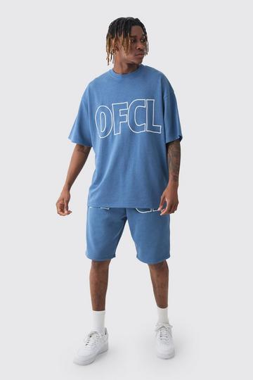 Blue Tall Oversized Ofcl Applique T-shirt & Short Set