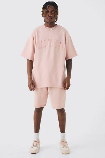 Pink Tall Oversized Limited Washed T-shirt & Short Set