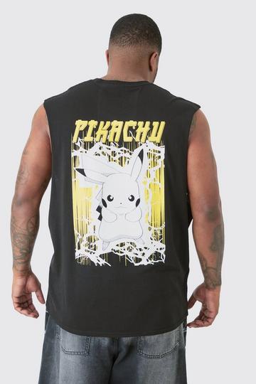 Plus Pikachu Printed License Tank In Black black